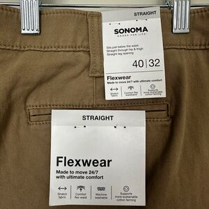 NWT Sonoma Mens Flexwear khaki pants 40x32